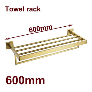 Stainless Steel Brushed Gold Towel Bar Rack Toilet Paper Holder Toilet Brush Robe Hook Soap Dish Bathroom Accessories Hardware