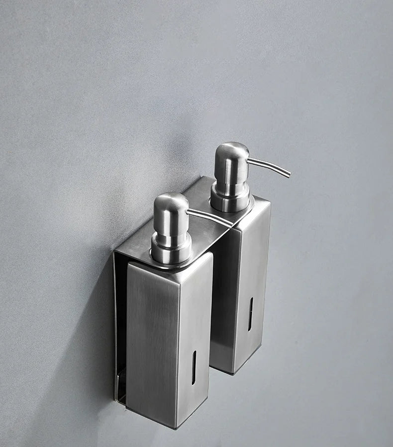 Stainless Steel Bathroom Accessories Liquid Soap Dispensers Single Bottle 200ml Perforated Installation Modern Minimalist Design
