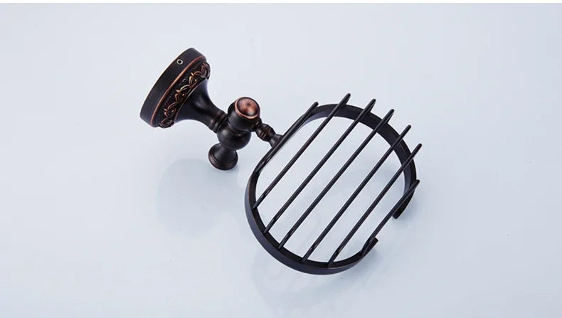Black Bronze Bathroom Accessories Carving Bath Towel Shelves Toilet Brush Holder Soap Holder Toilet Paper Holder Bath Hardware