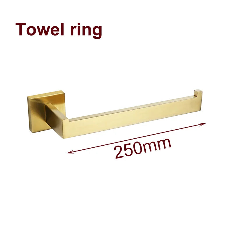 Stainless Steel Brushed Gold Towel Bar Rack Toilet Paper Holder Toilet Brush Robe Hook Soap Dish Bathroom Accessories Hardware