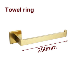 Stainless Steel Brushed Gold Towel Bar Rack Toilet Paper Holder Toilet Brush Robe Hook Soap Dish Bathroom Accessories Hardware