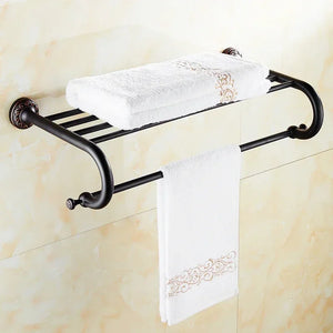 Black Bronze Bathroom Accessories Carving Bath Towel Shelves Toilet Brush Holder Soap Holder Toilet Paper Holder Bath Hardware