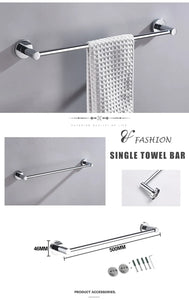 Bathroom Hardware 304 Stainless Steel Chrome Plated Towel Rack Toilet Paper Rack Soap Dish Rack Towel Bar Bathroom Accessories S